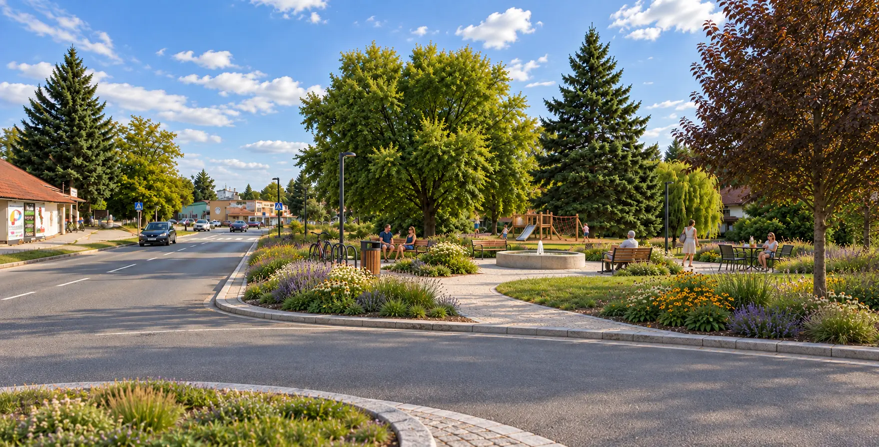 Centrum Kocandy a křižovatka Pražská × Hrnčířská